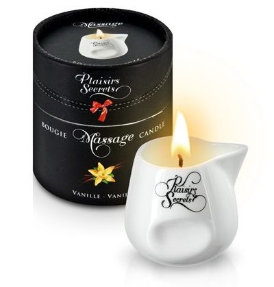 Массажная свеча с ароматом ванили Bougie Massage Gourmande Vanille - 80 мл. - Plaisir Secret - купить с доставкой в Евпатории