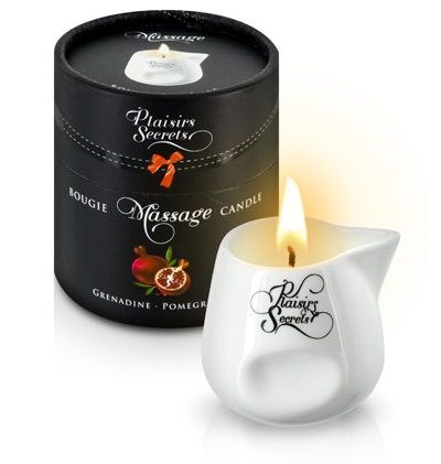 Массажная свеча с ароматом граната Bougie de Massage Gourmande Grenadine - 80 мл. - Plaisir Secret - купить с доставкой в Евпатории