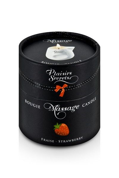 Массажная свеча с ароматом клубники Bougie de Massage Gourmande Fraise - 80 мл. - Plaisir Secret - купить с доставкой в Евпатории