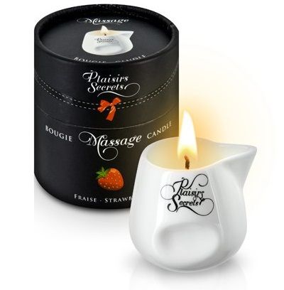 Массажная свеча с ароматом клубники Bougie de Massage Gourmande Fraise - 80 мл. - Plaisir Secret - купить с доставкой в Евпатории