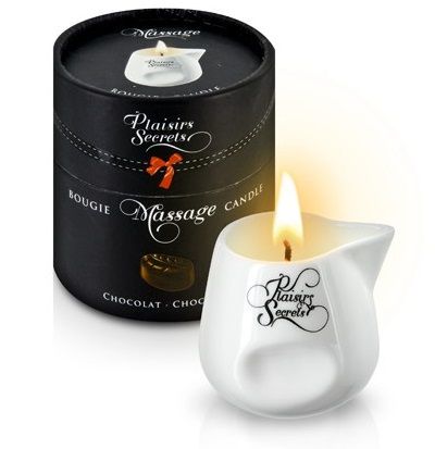 Массажная свеча с ароматом шоколада Bougie de Massage Gourmande Chocolat - 80 мл. - Plaisir Secret - купить с доставкой в Евпатории