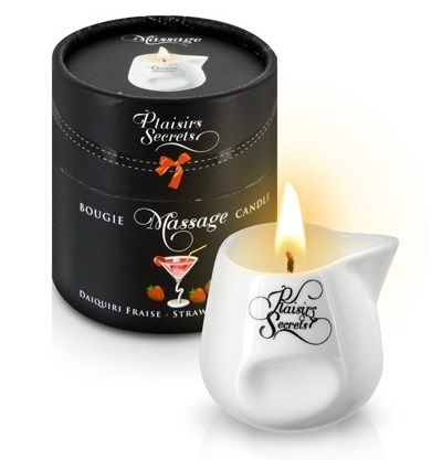 Массажная свеча с ароматом клубничного дайкири Bougie de Massage Daikiri Fraise - 80 мл. - Plaisir Secret - купить с доставкой в Евпатории