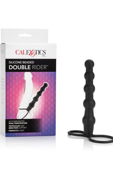 Насадка на пенис для двойного проникновения Silicone Beaded Double Rider - 14 см. - California Exotic Novelties - в Евпатории купить с доставкой