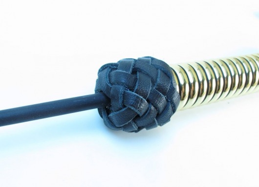 Чёрный королевский стек с золотистой рукоятью - 76 см. - БДСМ Арсенал - купить с доставкой в Евпатории