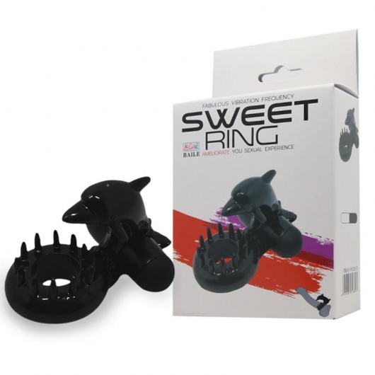 Чёрное эрекционное виброкольцо Sweet Ring с дельфинчиком - Baile - в Евпатории купить с доставкой