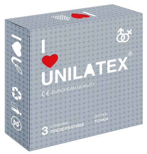 Презервативы с точками Unilatex Dotted - 3 шт. - Unilatex - купить с доставкой в Евпатории