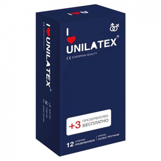 Ультрапрочные презервативы Unilatex Extra Strong - 12 шт. + 3 шт. в подарок - Unilatex - купить с доставкой в Евпатории