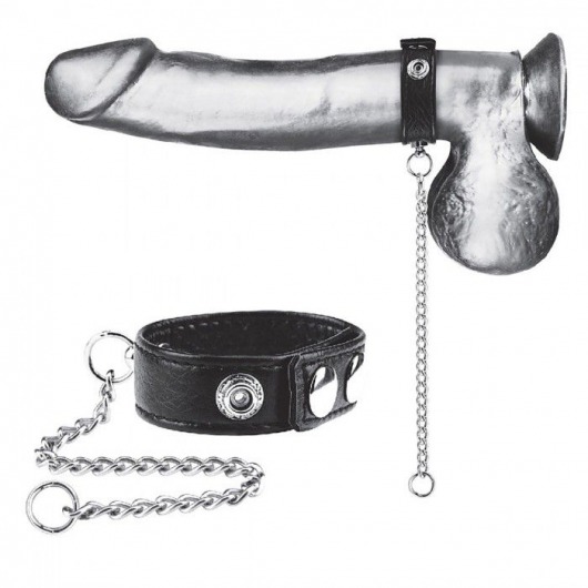 Утяжка на пенис с поводком Snap Cock Ring With 12  Leash - BlueLine - купить с доставкой в Евпатории