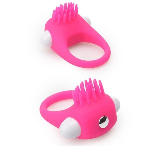 Розовое эрекционное кольцо с щеточкой LIT-UP SILICONE STIMU RING 5 - Dream Toys - в Евпатории купить с доставкой