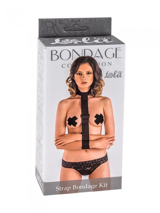 Ошейник с длинной лентой и наручниками Strap Bondage Kit Plus Size - Lola Games - купить с доставкой в Евпатории