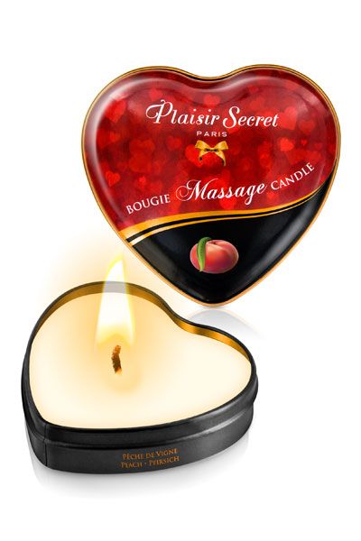 Массажная свеча с ароматом персика Bougie Massage Candle - 35 мл. - Plaisir Secret - купить с доставкой в Евпатории