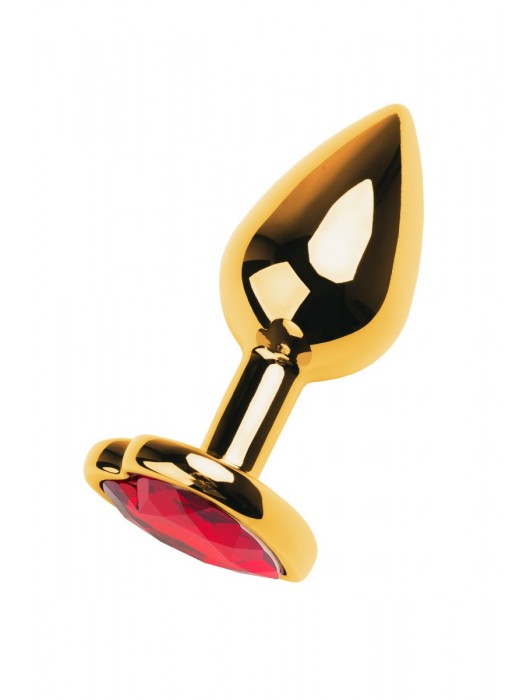 Золотистая анальная пробка с кристаллом-сердцем - 7,5 см. - ToyFa - купить с доставкой в Евпатории