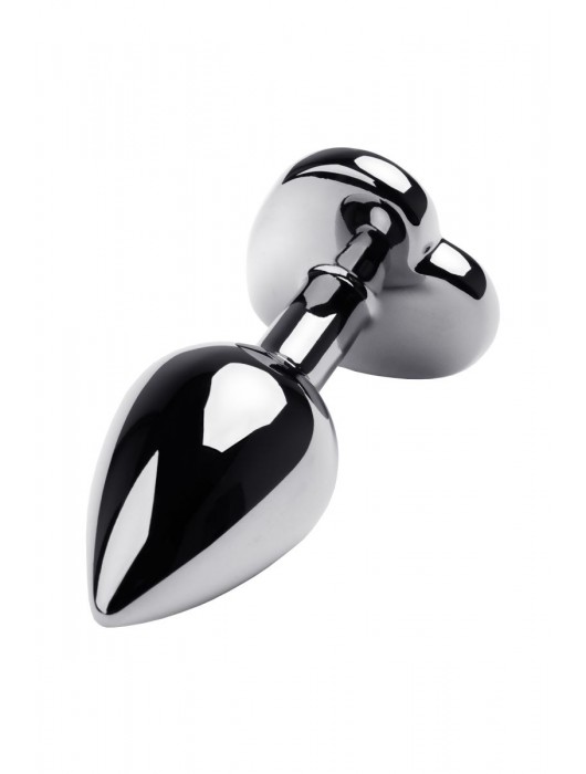 Серебристая анальная пробка с прозрачным кристаллом-сердцем - 8 см. - ToyFa - купить с доставкой в Евпатории