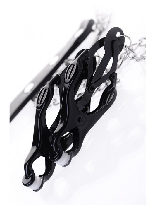 Черно-серебристые зажимы для сосков с кольцом для пениса TOYFA Metal - ToyFa - купить с доставкой в Евпатории